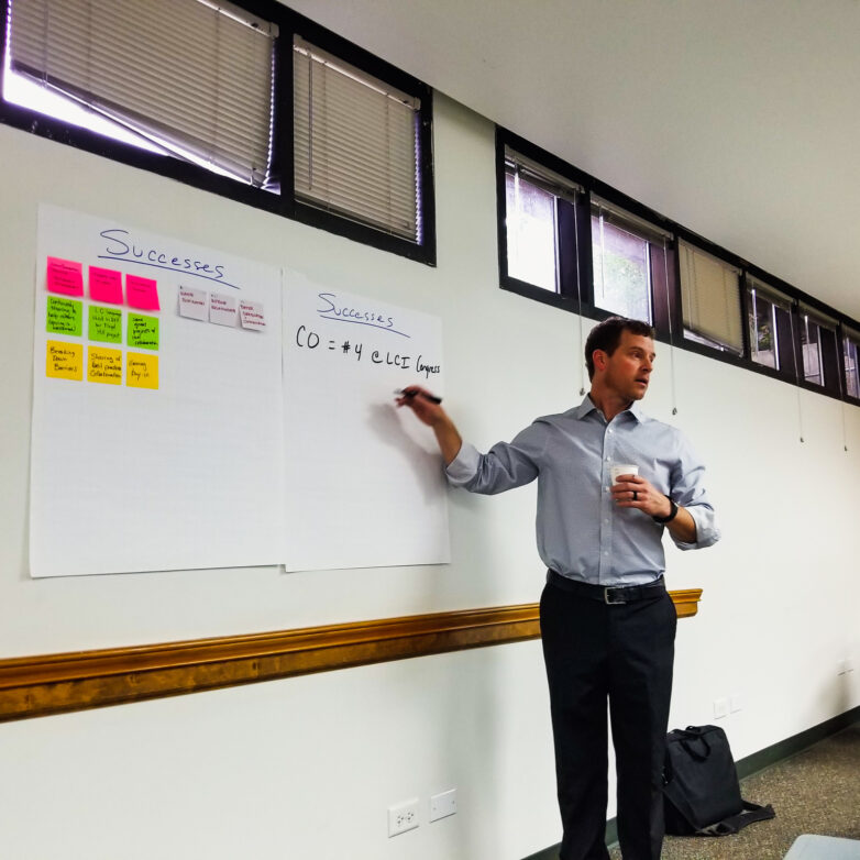 George LaClaire giving a presentation