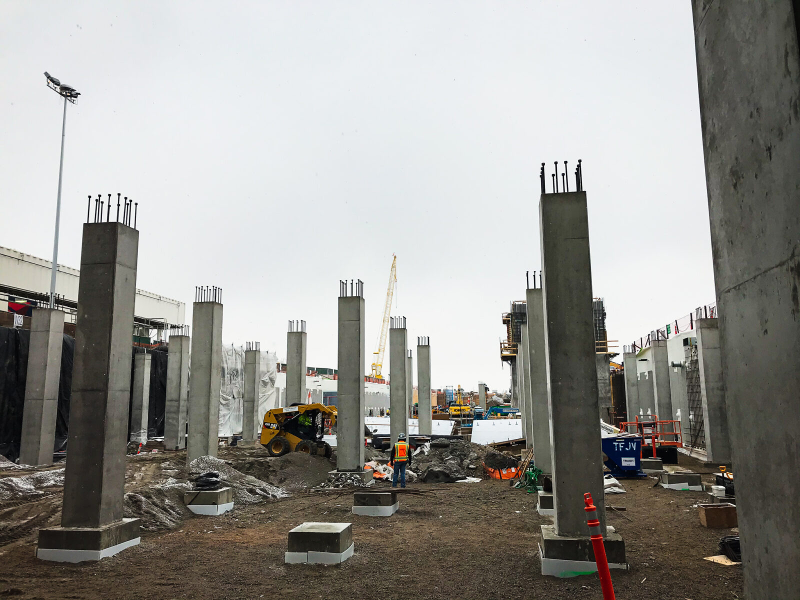 Structure columns being worked on outside of Denver International Airport