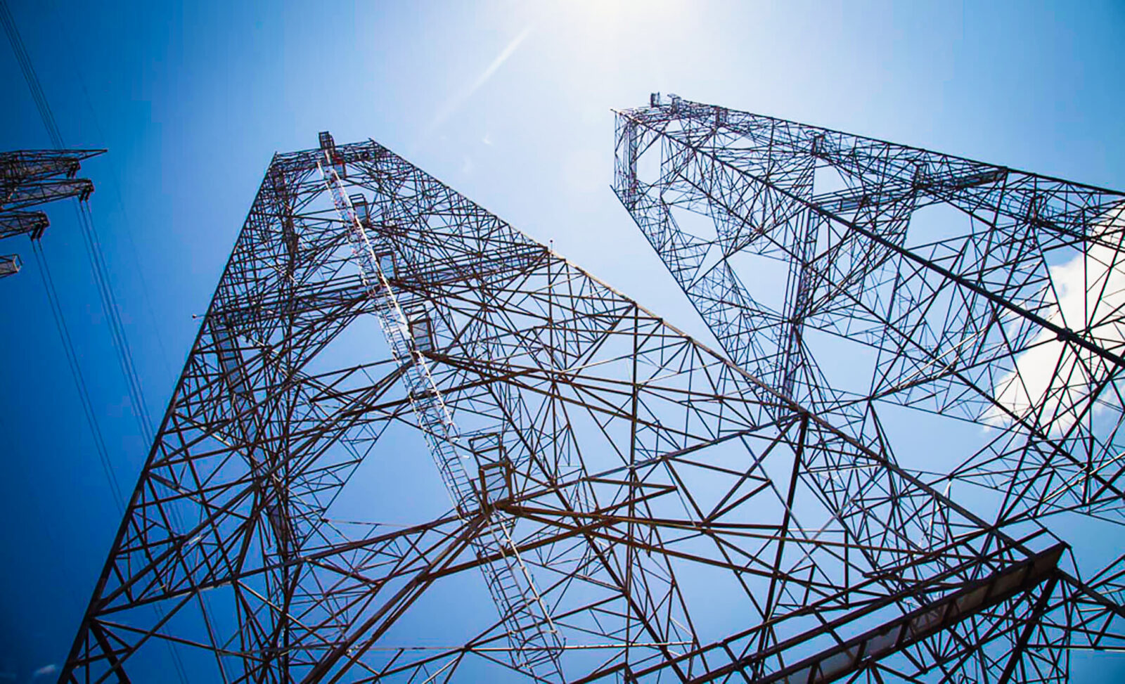 Large metal structure in blue skies