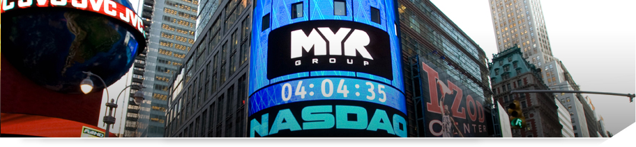 Digital billboard with the MYR Group logo