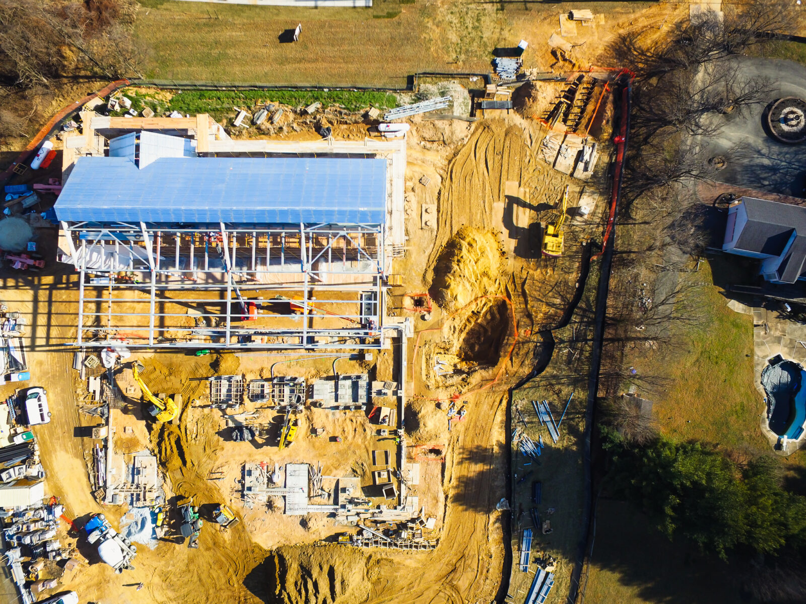 Birdseye view of a construction site