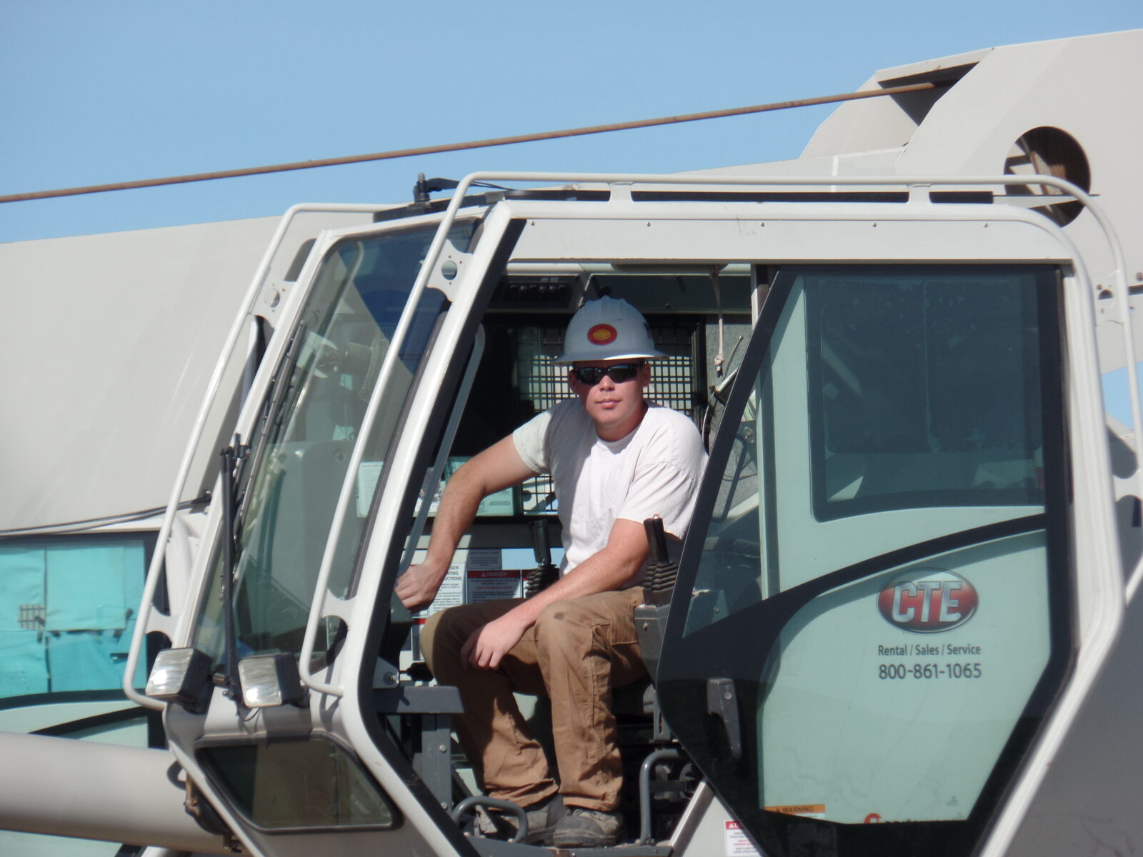 L.E Myers employee sitting in truck